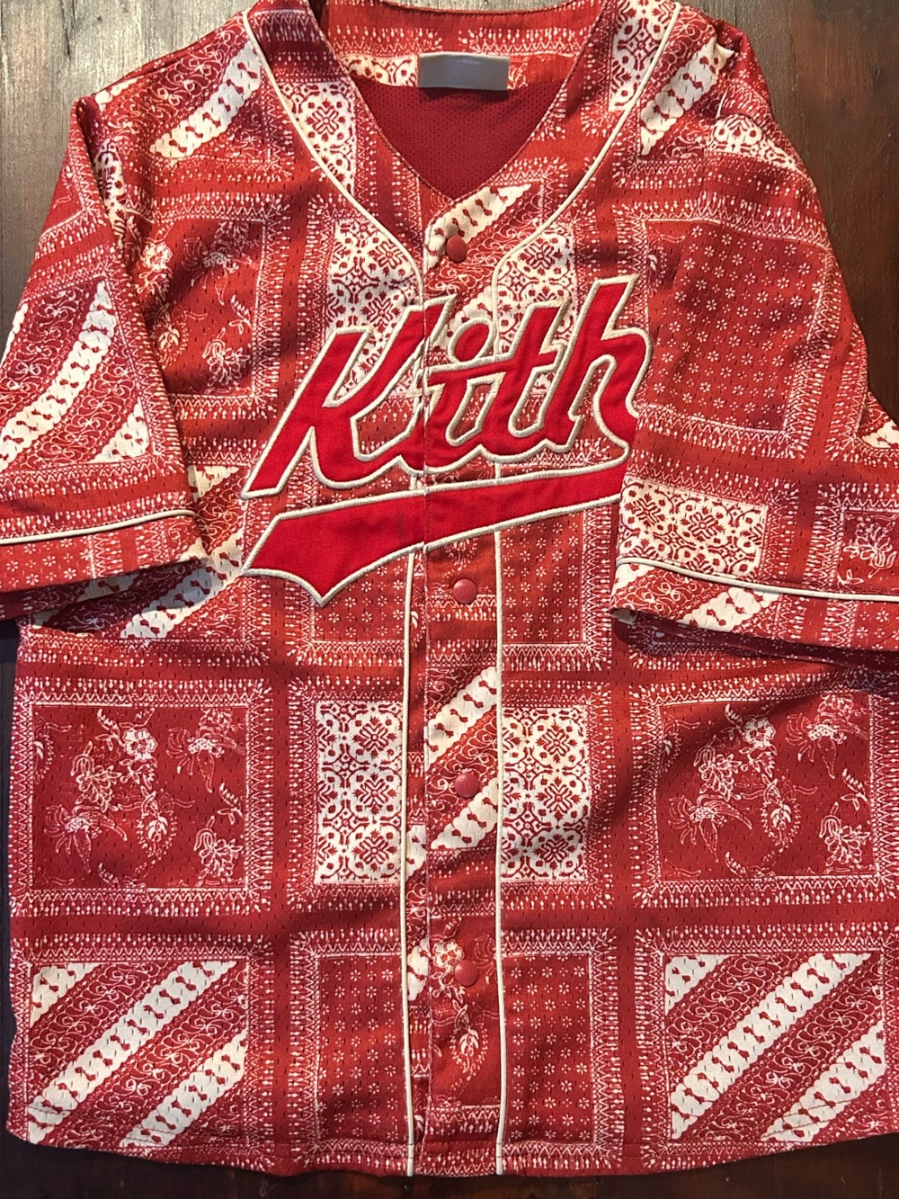 Kith Red Bandana Print Baseball Jersey